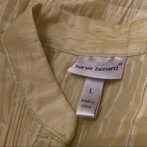 2/$25 Harve Bernard Chartreuse Ruffled Top Blouse Large L - Picture 6 of 7